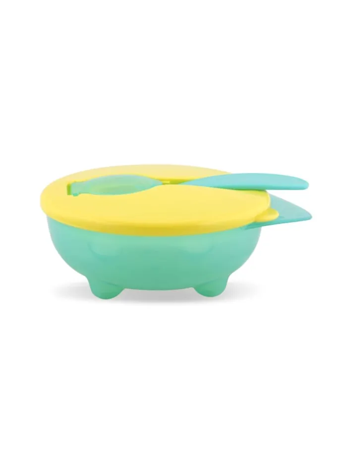 Kinderschüssel mit Löffel in grün