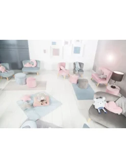 Kindersessel 'Lil Sofa' mit Holzfüßen, Samtstoff Grau