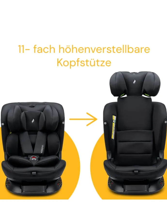 Kindersitz "Floyd360" All Black - 40 bis 150 cm, drehbar, rückwärts, vorwärts