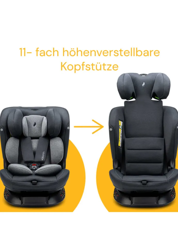 Kindersitz "Floyd360" Dark Grey - 40 bis 150 cm, drehbar, rückwärts, vorwärts