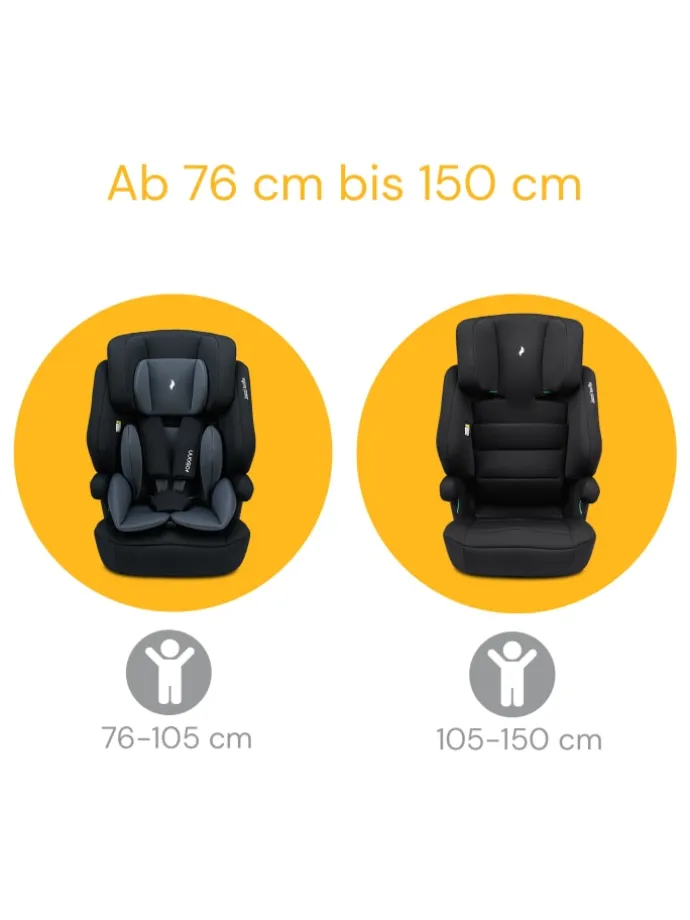 Kindersitz "Jazzi Isofix" Nero - von 76-150 cm mit Isofix