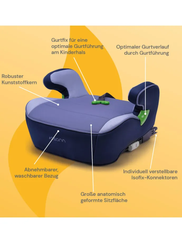 Kindersitz "Junior Isofix Gurtfix i-Size" Pixel Navy - von 126-150 cm