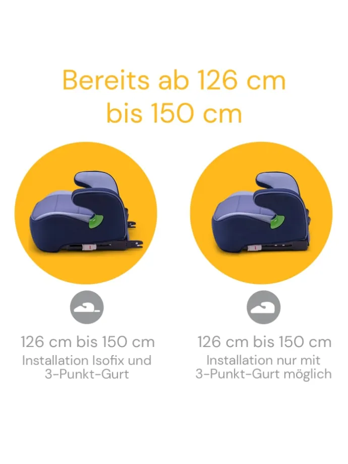 Kindersitz "Junior Isofix Gurtfix i-Size" Pixel Navy - von 126-150 cm