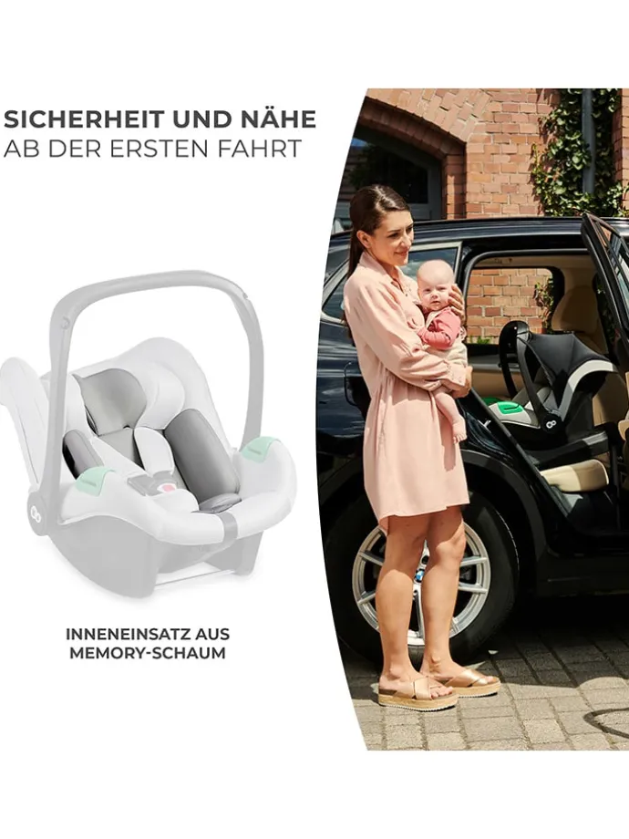 Kindersitz "Mink Pro i-Size" mit Basisstation in Grau - Gruppe 0+