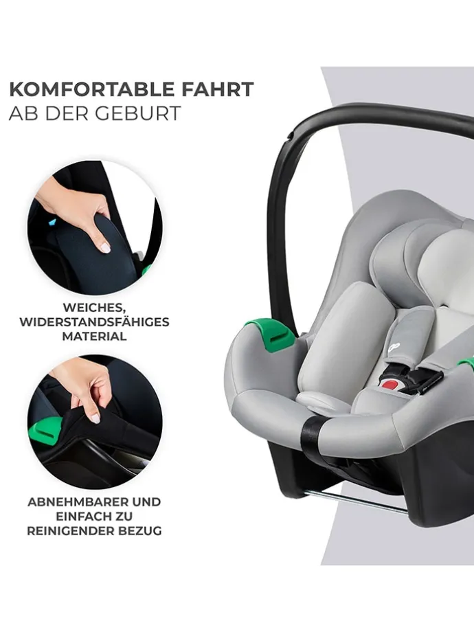 Kindersitz "Mink Pro i-Size" mit Basisstation in Grau - Gruppe 0+