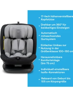 Kindersitz  "Safety Lissabon"  in Black - drehbar 40 bis 150 cm mit Isofix