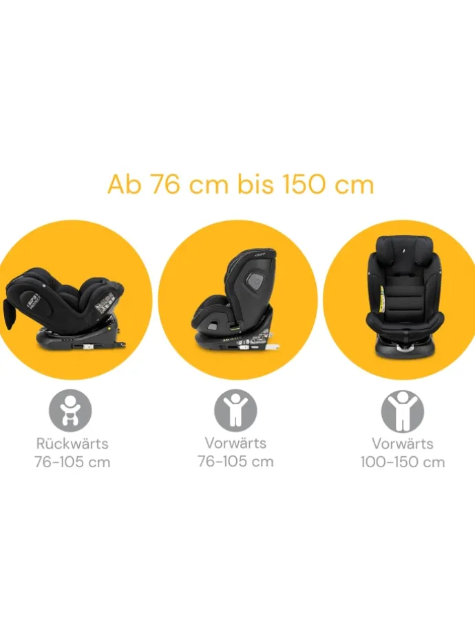 Kindersitz "Swift360 S" in All Blac - 76 bis 150 cm