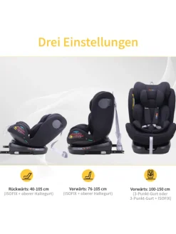 Kindersitzerhöhung Auto, ISOFIX, 100-150cm, ECE R44/04