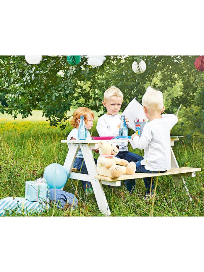 Kindersitzgarnitur "Nicki für 4" in Weiß - (L)90 x (B)79 x (H)50 cm