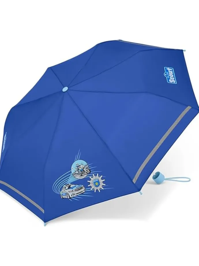 Kinder-Taschenschirm mit reflektierenden Streifen Regenschirm Blue Police