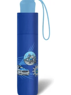 Kinder-Taschenschirm mit reflektierenden Streifen Regenschirm Blue Police