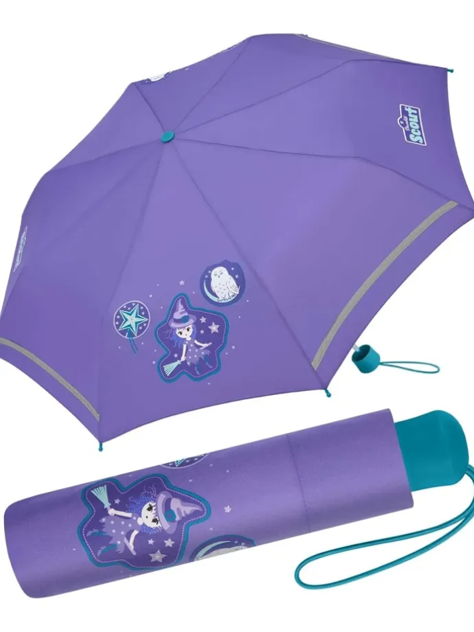 Kinder-Taschenschirm mit reflektierenden Streifen Regenschirm Purple Magic