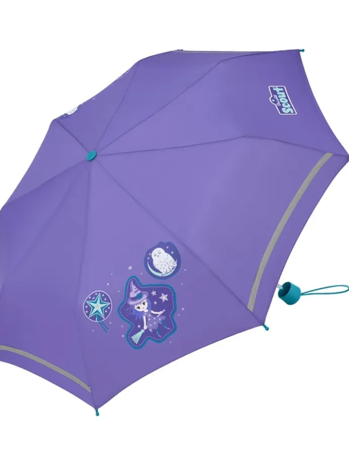 Kinder-Taschenschirm mit reflektierenden Streifen Regenschirm Purple Magic