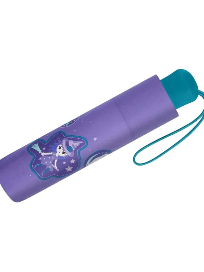 Kinder-Taschenschirm mit reflektierenden Streifen Regenschirm Purple Magic