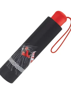 Kinder-Taschenschirm Regenschirm mit reflektierenden Streifen Red Racer schwarz