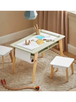 Kindertisch in Weiß und Grün - (B)80 x (H)50 x (T)44cm