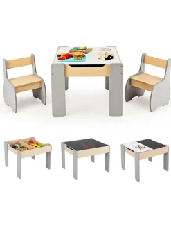Kindertisch mit 2 Stühlen in Beige