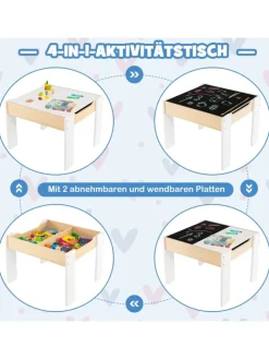 Kindertisch mit 2 Stühlen in Weiß