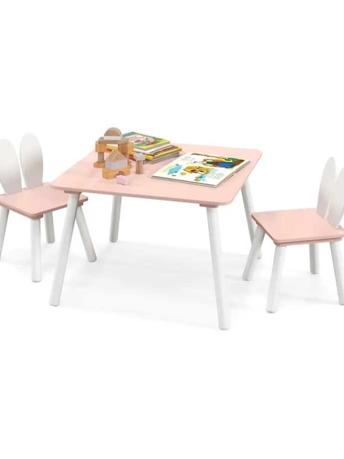 Kindertisch mit 2 Stühlen in Rosa