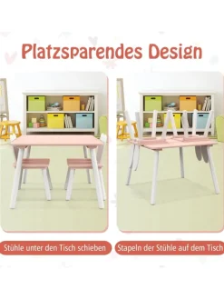 Kindertisch mit 2 Stühlen in Rosa