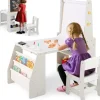 Kindertisch mit Stuhl & Staffelei in Grau