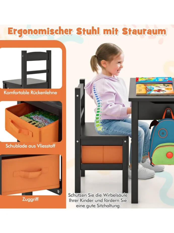 Kindertisch mit Stuhl in Braun