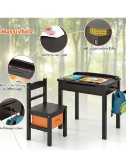 Kindertisch mit Stuhl in Braun