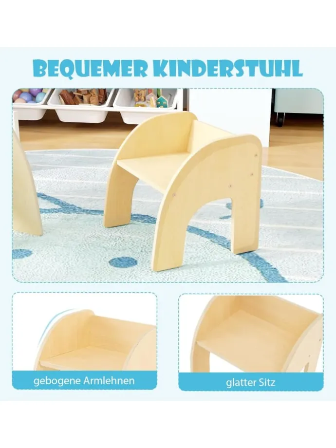 Kindertisch mit Stuhl in Hellbraun