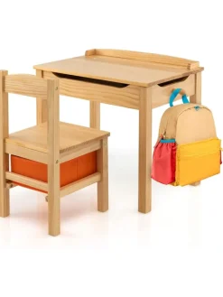 Kindertisch mit Stuhl in Hellbraun