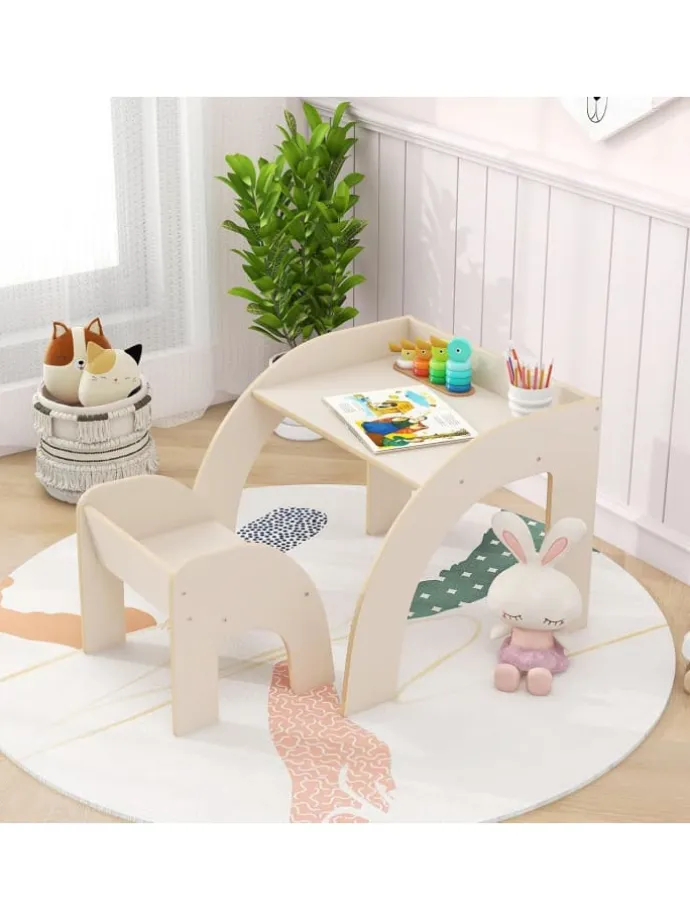 Kindertisch mit Stuhl in Weiß