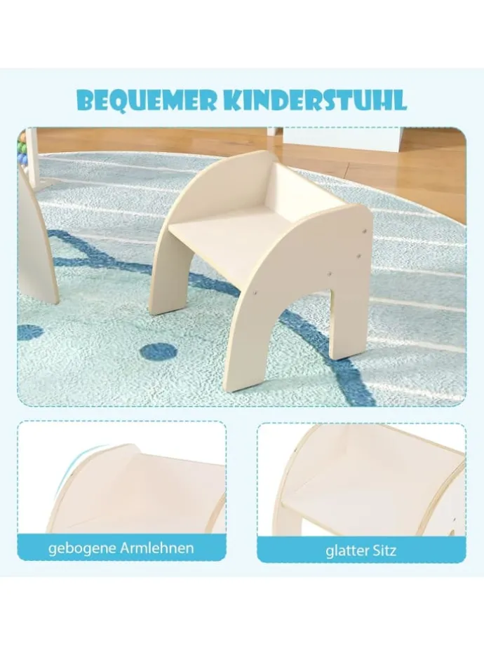 Kindertisch mit Stuhl in Weiß