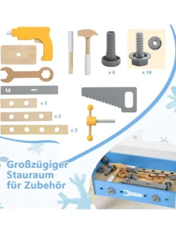 Kinderwerkbank ab 3 Jahren 36 Stück Zubehörteile in Bunt
