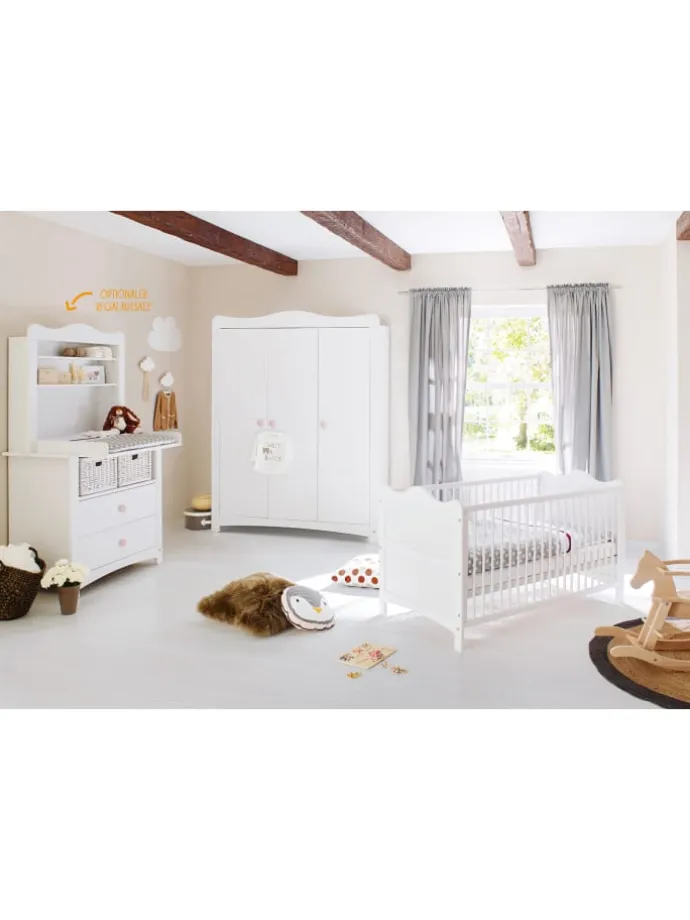 Kinderzimmer-Set Florentina breit groß inkl. breitem Regalaufsatz, 4-tlg.