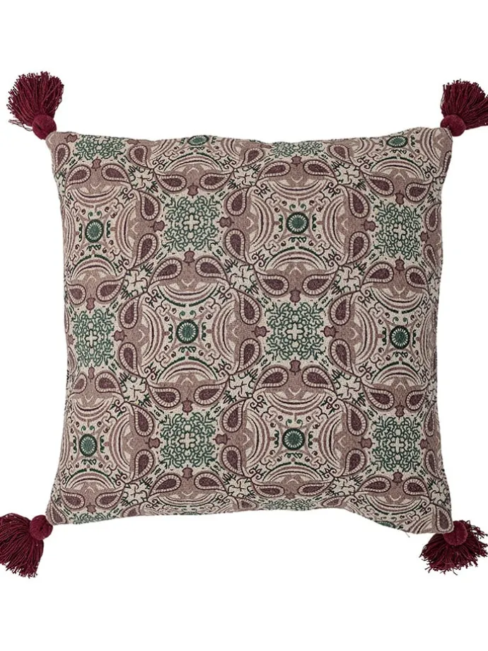 Kissen ''Fibi'' in Beige/ Türkis/ Bordeaux - (L)60 x (B)60 cm