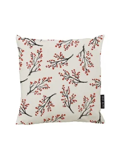 Kissenhülle "Rowan berries" in Rot/ Schwarz/ Weiß - (L)45 x (B)45 cm