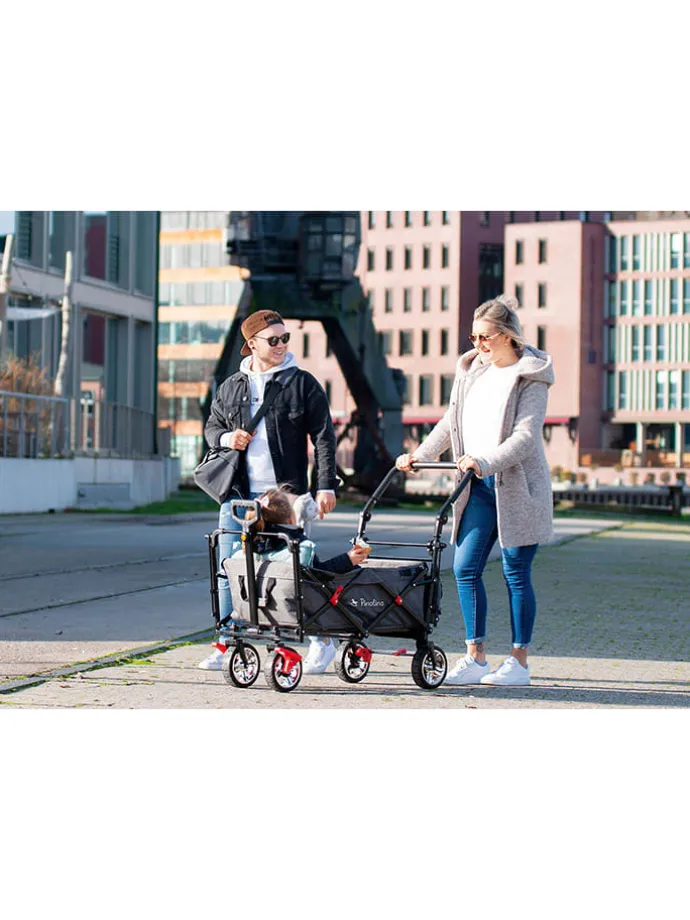 Klappbollerwagen "AddPlus" mit Bremse in Grau - (B)120 x (H)67 x (T)56 cm