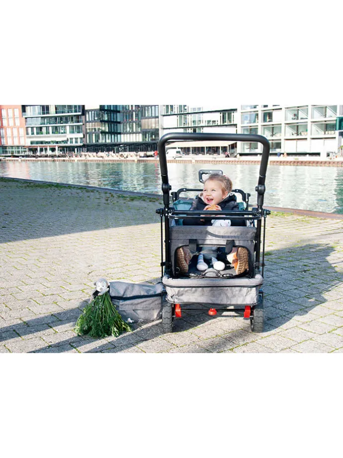 Klappbollerwagen "AddPlus" mit Bremse in Grau - (B)120 x (H)67 x (T)56 cm