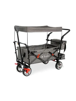 Klappbollerwagen AddPlus mit Bremse, inkl. Regenschutz in Grau, 120 x 56 x …