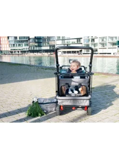 Klappbollerwagen AddPlus mit Bremse, inkl. Regenschutz in Grau, 120 x 56 x …
