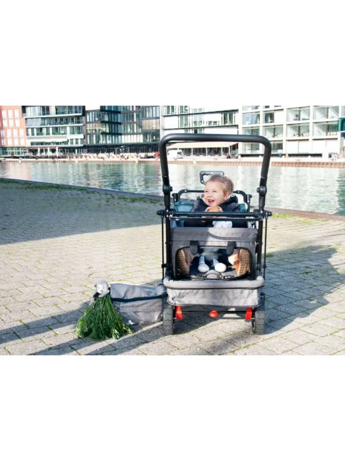Klappbollerwagen AddPlus mit Bremse, inkl. Regenschutz in Grau, 120 x 56 x …