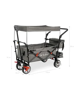 Klappbollerwagen AddPlus mit Bremse, inkl. Regenschutz in Grau, 120 x 56 x …