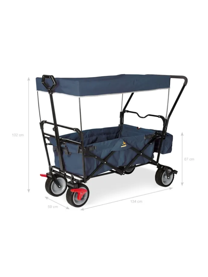 Klappbollerwagen Paxi dlx Comfort mit Bremse in Blau, 134 x 59 x 102 cm