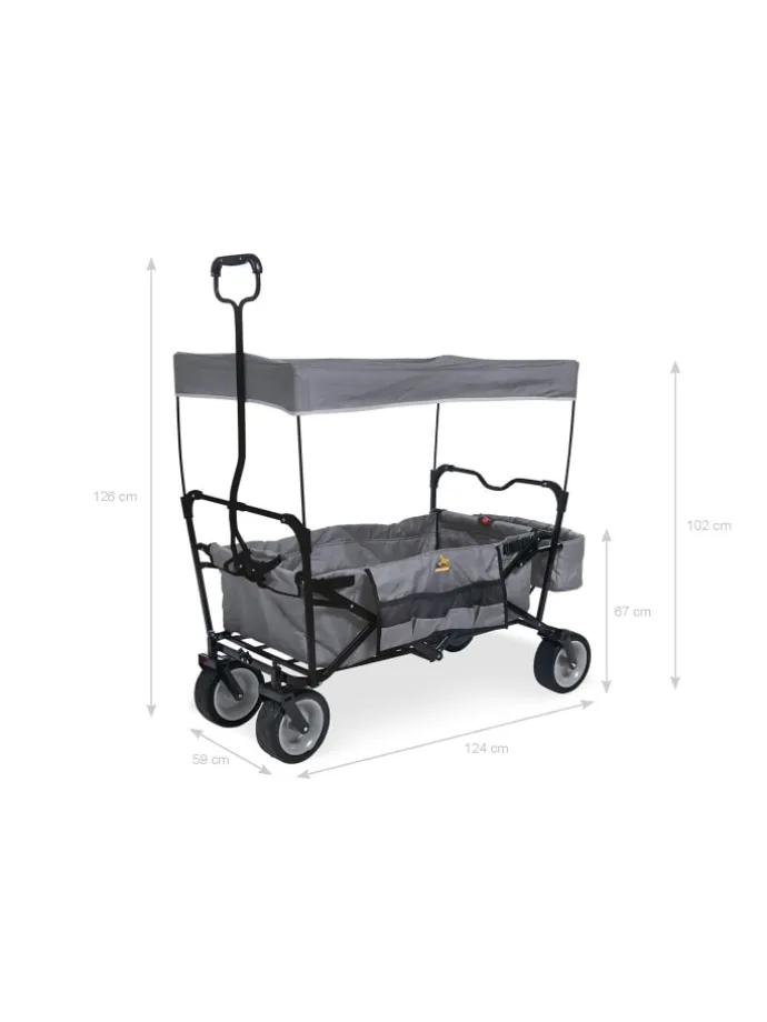 Klappbollerwagen Paxi in Grau, 124 x 59 x 102 cm