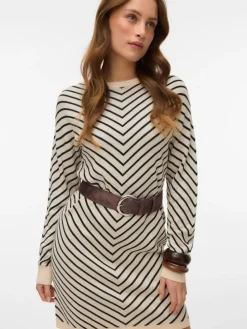 Kleid in Beige/ Schwarz