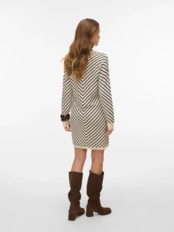 Kleid in Beige/ Schwarz