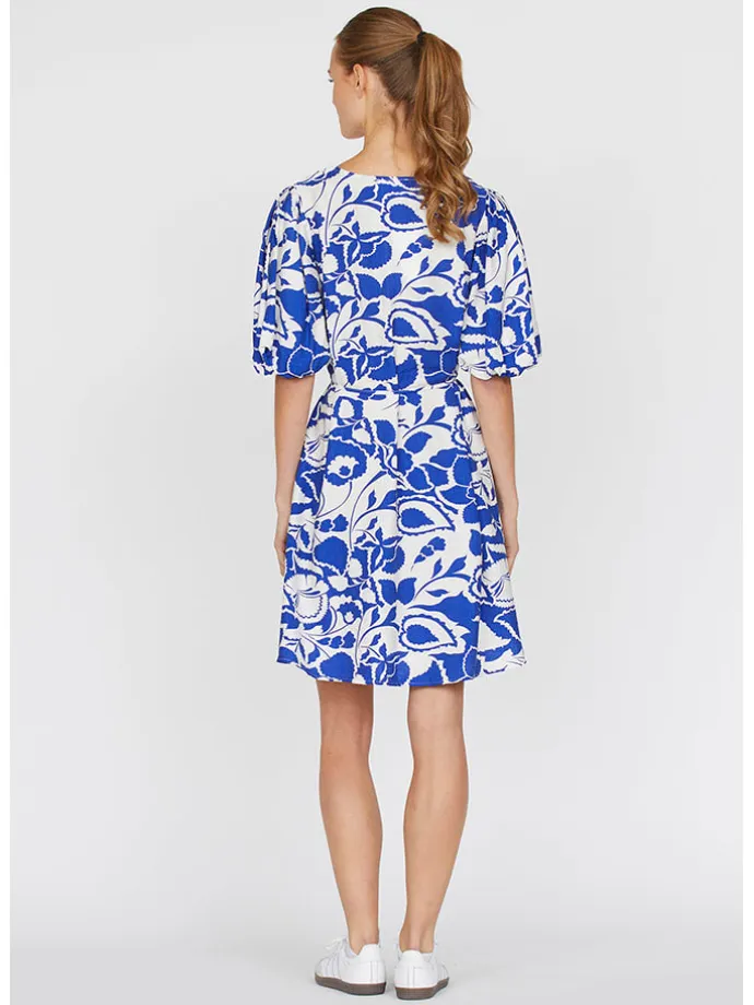 Kleid in Blau/ Weiß