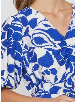 Kleid in Blau/ Weiß