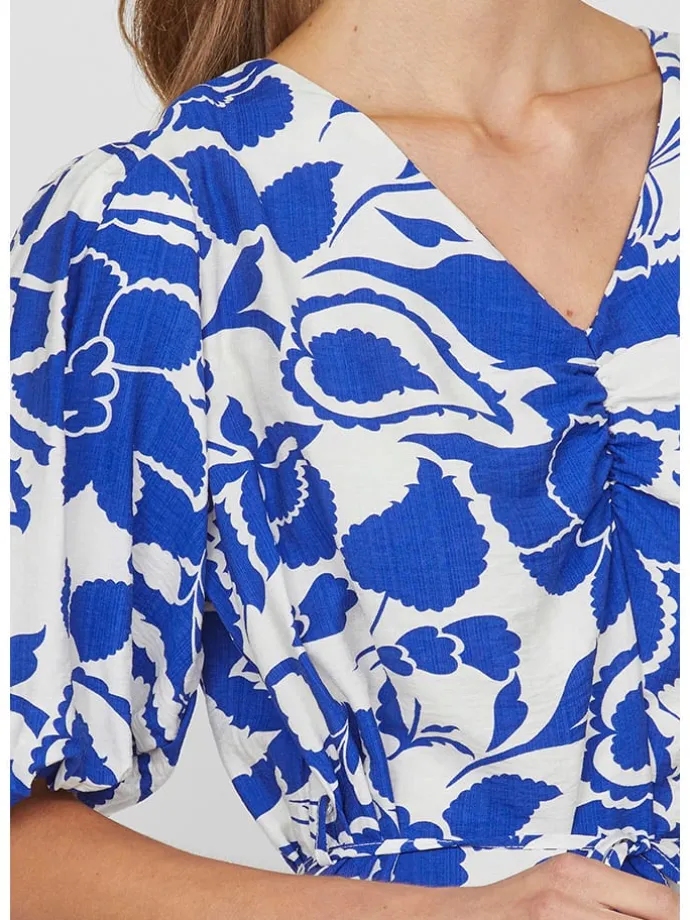 Kleid in Blau/ Weiß