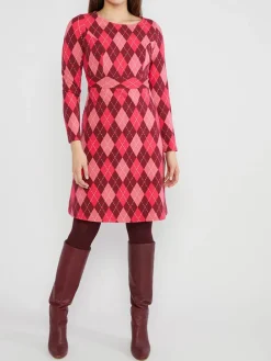 Kleid in Bordeaux/ Rosa