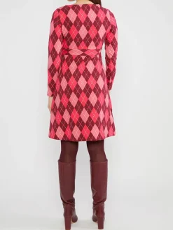 Kleid in Bordeaux/ Rosa